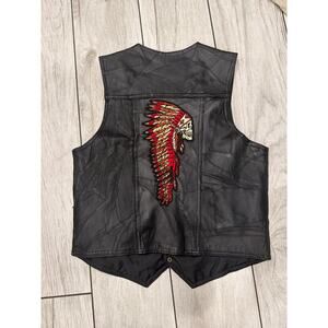 Leather Vest With Chief Skull Patch